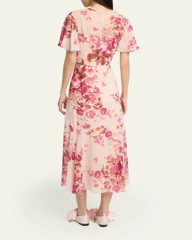 Erdem Floral-Print Silk Voile Midi Dress | Thumbnail 3 Erdem Floral-Print Silk Voile Midi Dress | Thumbnail 3