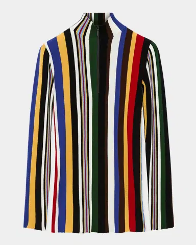 Loewe Striped Rib Quarter-Zip Top | Thumbnail 3 Loewe Striped Rib Quarter-Zip Top | Thumbnail 3