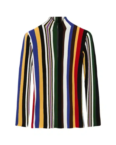Loewe Striped Rib Quarter-Zip Top | Thumbnail 1 Loewe Striped Rib Quarter-Zip Top | Thumbnail 1