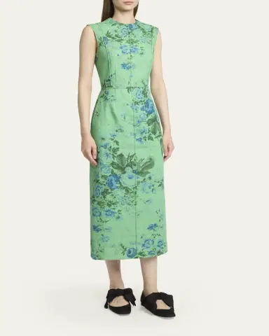 Erdem Sleeveless Floral-Print Linen Midi Dress | Thumbnail 4 Erdem Sleeveless Floral-Print Linen Midi Dress | Thumbnail 4