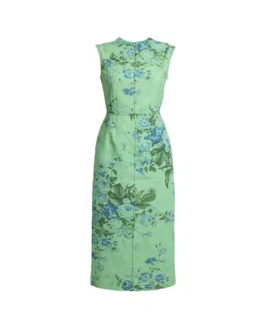 Erdem Sleeveless Floral-Print Linen Midi Dress | Thumbnail 1 Erdem Sleeveless Floral-Print Linen Midi Dress | Thumbnail 1
