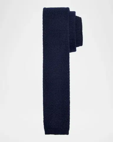 Zegna Men's Linen Knitted Tie | Thumbnail 2 Zegna Men's Linen Knitted Tie | Thumbnail 2