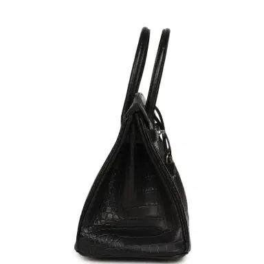 HERMÈS Hermes Birkin 30 Black Matte Porosus Crocodile Palladium Hardware | Thumbnail 3 HERMÈS Hermes Birkin 30 Black Matte Porosus Crocodile Palladium Hardware | Thumbnail 3