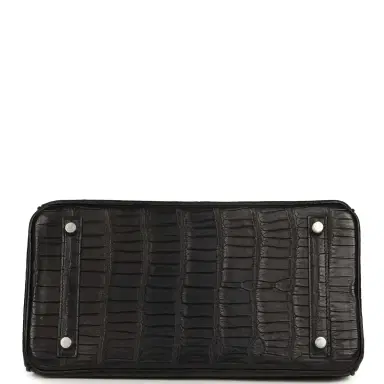 HERMÈS Hermes Birkin 30 Black Matte Porosus Crocodile Palladium Hardware | Thumbnail 6 HERMÈS Hermes Birkin 30 Black Matte Porosus Crocodile Palladium Hardware | Thumbnail 6
