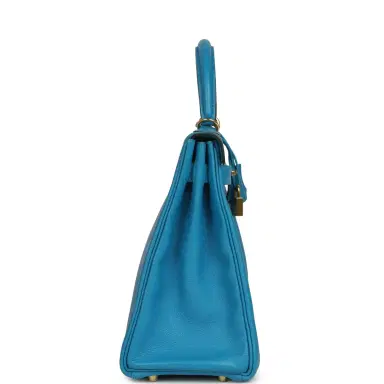 HERMÈS Pre-owned Hermes Kelly Retourne 32 Bleu Zanzibar Evercolor Gold Hardware | Thumbnail 3 HERMÈS Pre-owned Hermes Kelly Retourne 32 Bleu Zanzibar Evercolor Gold Hardware | Thumbnail 3
