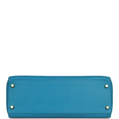 HERMÈS Pre-owned Hermes Kelly Retourne 32 Bleu Zanzibar Evercolor Gold Hardware | Thumbnail 6 HERMÈS Pre-owned Hermes Kelly Retourne 32 Bleu Zanzibar Evercolor Gold Hardware | Thumbnail 6