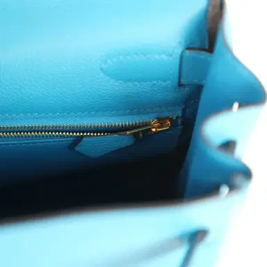 HERMÈS Pre-owned Hermes Kelly Retourne 32 Bleu Zanzibar Evercolor Gold Hardware | Thumbnail 9 HERMÈS Pre-owned Hermes Kelly Retourne 32 Bleu Zanzibar Evercolor Gold Hardware | Thumbnail 9