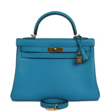 HERMÈS Pre-owned Hermes Kelly Retourne 32 Bleu Zanzibar Evercolor Gold Hardware | Thumbnail 1 HERMÈS Pre-owned Hermes Kelly Retourne 32 Bleu Zanzibar Evercolor Gold Hardware | Thumbnail 1