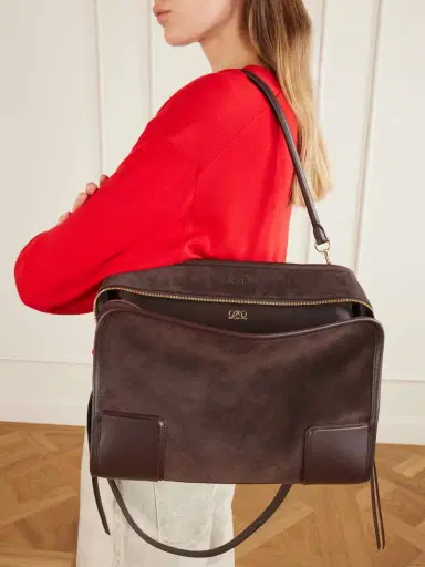 Loewe Amazona Leather-trimmed Suede Tote | Thumbnail 3 Loewe Amazona Leather-trimmed Suede Tote | Thumbnail 3