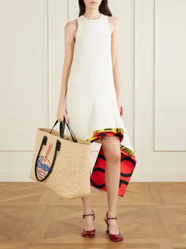 Loewe Verano Embroidered Leather-trimmed Raffia Tote | Thumbnail 2 Loewe Verano Embroidered Leather-trimmed Raffia Tote | Thumbnail 2