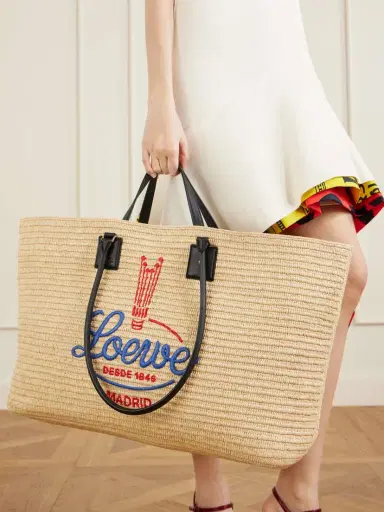 Loewe Verano Embroidered Leather-trimmed Raffia Tote | Thumbnail 5 Loewe Verano Embroidered Leather-trimmed Raffia Tote | Thumbnail 5