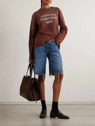 Mother The Half Pipe Bermuda Fray Denim Shorts | Thumbnail 2 Mother The Half Pipe Bermuda Fray Denim Shorts | Thumbnail 2