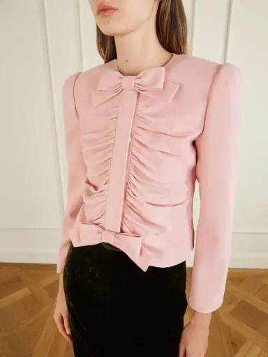 Valentino Garavani Bow-embellished Ruched Wool Jacket | Thumbnail 4 Valentino Garavani Bow-embellished Ruched Wool Jacket | Thumbnail 4