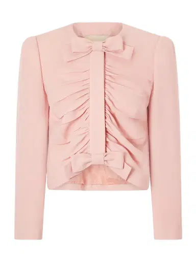 Valentino Garavani Bow-embellished Ruched Wool Jacket | Thumbnail 1 Valentino Garavani Bow-embellished Ruched Wool Jacket | Thumbnail 1
