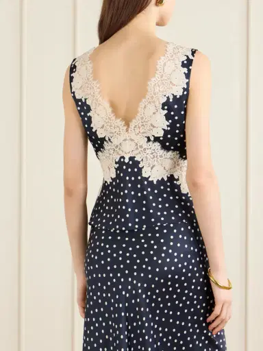 Rixo Emmie Lace-trimmed Polka-dot Satin Top | Thumbnail 3 Rixo Emmie Lace-trimmed Polka-dot Satin Top | Thumbnail 3