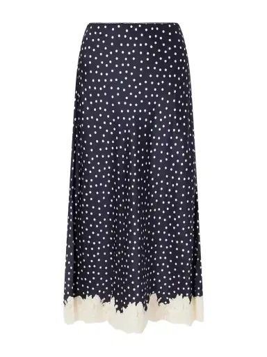 Rixo Matilde Lace-trimmed Polka-dot Satin Midi Skirt | Thumbnail 1 Rixo Matilde Lace-trimmed Polka-dot Satin Midi Skirt | Thumbnail 1