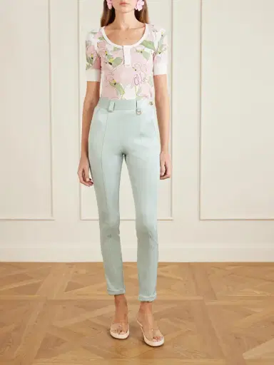 Chloé Cropped Satin-trimmed Stretch-jersey Leggings | Thumbnail 2 Chloé Cropped Satin-trimmed Stretch-jersey Leggings | Thumbnail 2