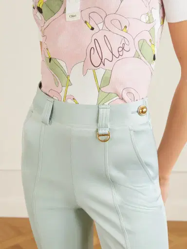 Chloé Cropped Satin-trimmed Stretch-jersey Leggings | Thumbnail 4 Chloé Cropped Satin-trimmed Stretch-jersey Leggings | Thumbnail 4
