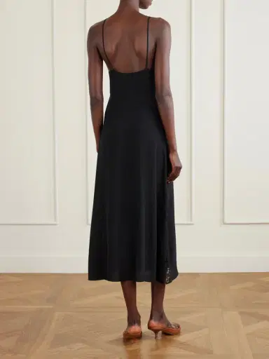 Chloé Lace-trimmed Silk Crepe De Chine Midi Dress | Thumbnail 3 Chloé Lace-trimmed Silk Crepe De Chine Midi Dress | Thumbnail 3