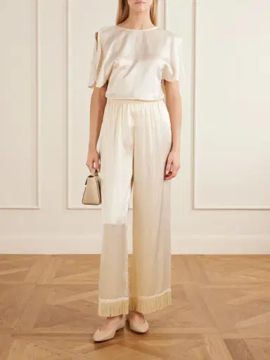 DÔEN Lavon Fringed Silk Wide-leg Pants | Thumbnail 2 DÔEN Lavon Fringed Silk Wide-leg Pants | Thumbnail 2