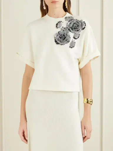 Ulla Johnson Embellished Cotton-jersey T-shirt | Thumbnail 3 Ulla Johnson Embellished Cotton-jersey T-shirt | Thumbnail 3