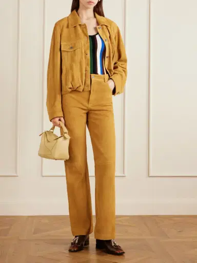 Loewe Suede High-rise Straight-leg Pants | Thumbnail 2 Loewe Suede High-rise Straight-leg Pants | Thumbnail 2