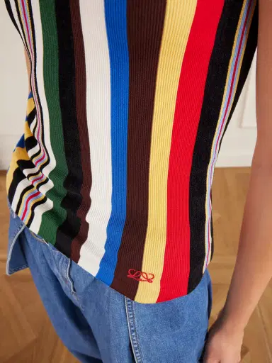 Loewe Embroidered Striped Ribbed-knit Tank | Thumbnail 4 Loewe Embroidered Striped Ribbed-knit Tank | Thumbnail 4