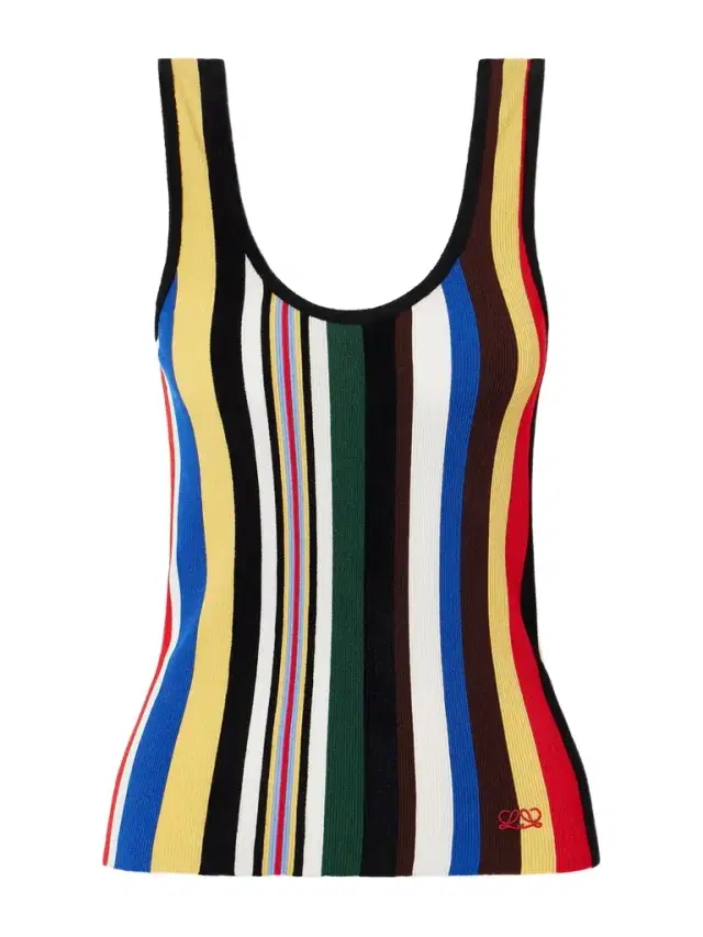 Loewe Embroidered Striped Ribbed-knit Tank