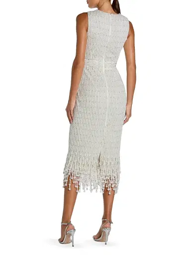 Mac Duggal Women's Beaded Imitation-Pearl Midi-Dress - Ivory - Size 12 | Thumbnail 2 Mac Duggal Women's Beaded Imitation-Pearl Midi-Dress - Ivory - Size 12 | Thumbnail 2
