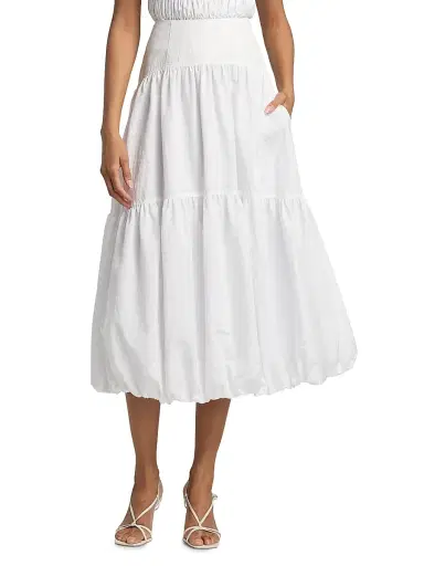 Cinq à Sept Women's Blythe Tiered Bubble Midi-Skirt - White | Thumbnail 3 Cinq à Sept Women's Blythe Tiered Bubble Midi-Skirt - White | Thumbnail 3