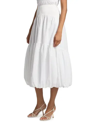 Cinq à Sept Women's Blythe Tiered Bubble Midi-Skirt - White | Thumbnail 4 Cinq à Sept Women's Blythe Tiered Bubble Midi-Skirt - White | Thumbnail 4