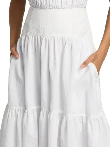Cinq à Sept Women's Blythe Tiered Bubble Midi-Skirt - White | Thumbnail 6 Cinq à Sept Women's Blythe Tiered Bubble Midi-Skirt - White | Thumbnail 6