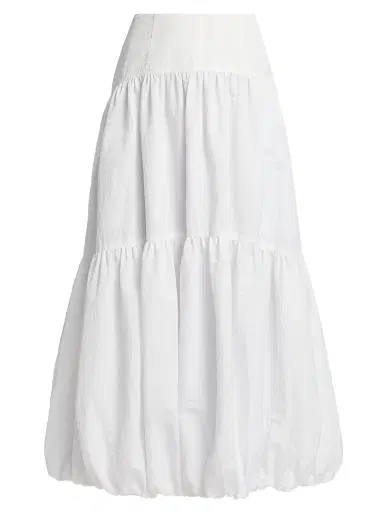 Cinq à Sept Women's Blythe Tiered Bubble Midi-Skirt - White | Thumbnail 1 Cinq à Sept Women's Blythe Tiered Bubble Midi-Skirt - White | Thumbnail 1