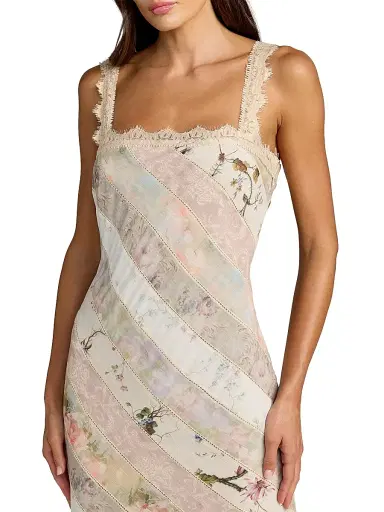 Mac Duggal Women's Floral Patchwork Chiffon Handkerchief-Hem Cocktail Dress - Pastel Multi | Thumbnail 3 Mac Duggal Women's Floral Patchwork Chiffon Handkerchief-Hem Cocktail Dress - Pastel Multi | Thumbnail 3