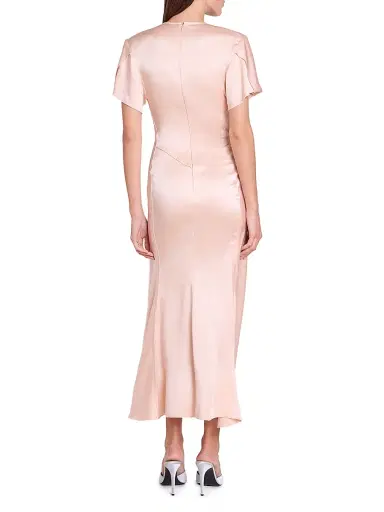 Victoria Beckham Women's Eve Satin Gathered Waist Midi-Dress | Thumbnail 5 Victoria Beckham Women's Eve Satin Gathered Waist Midi-Dress | Thumbnail 5