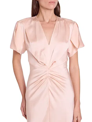 Victoria Beckham Women's Eve Satin Gathered Waist Midi-Dress | Thumbnail 6 Victoria Beckham Women's Eve Satin Gathered Waist Midi-Dress | Thumbnail 6