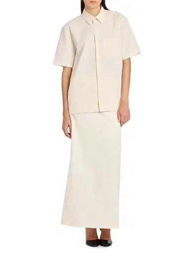 FERRAGAMO Women's Cotton-Silk Canvas Shirt - Parchment | Thumbnail 2 FERRAGAMO Women's Cotton-Silk Canvas Shirt - Parchment | Thumbnail 2