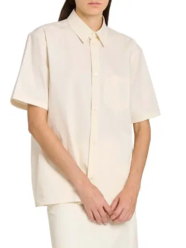 FERRAGAMO Women's Cotton-Silk Canvas Shirt - Parchment | Thumbnail 3 FERRAGAMO Women's Cotton-Silk Canvas Shirt - Parchment | Thumbnail 3