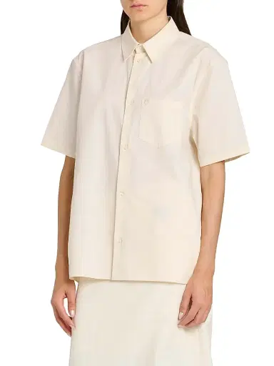 FERRAGAMO Women's Cotton-Silk Canvas Shirt - Parchment | Thumbnail 4 FERRAGAMO Women's Cotton-Silk Canvas Shirt - Parchment | Thumbnail 4