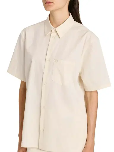 FERRAGAMO Women's Cotton-Silk Canvas Shirt - Parchment | Thumbnail 6 FERRAGAMO Women's Cotton-Silk Canvas Shirt - Parchment | Thumbnail 6