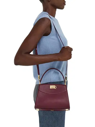 Ferragamo Women's Studio Box Extra-Small Leather Top Handle Bag - Plum | Thumbnail 2 Ferragamo Women's Studio Box Extra-Small Leather Top Handle Bag - Plum | Thumbnail 2