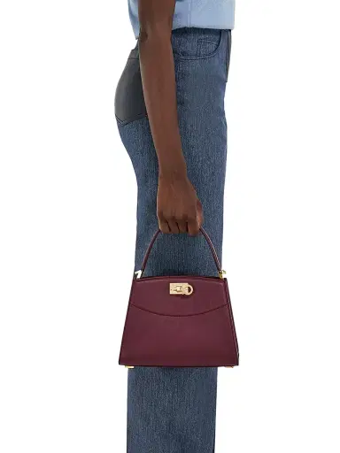 Ferragamo Women's Studio Box Extra-Small Leather Top Handle Bag - Plum | Thumbnail 3 Ferragamo Women's Studio Box Extra-Small Leather Top Handle Bag - Plum | Thumbnail 3