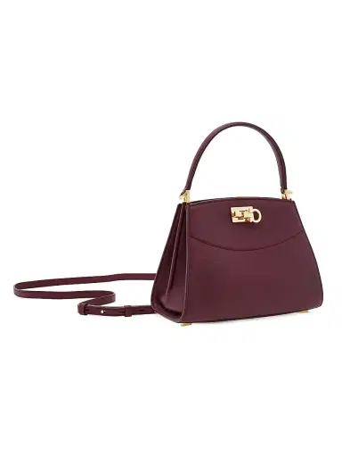 Ferragamo Women's Studio Box Extra-Small Leather Top Handle Bag - Plum | Thumbnail 5 Ferragamo Women's Studio Box Extra-Small Leather Top Handle Bag - Plum | Thumbnail 5