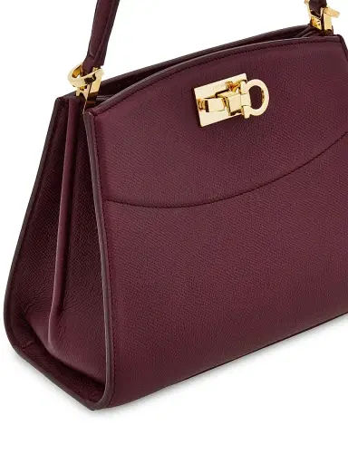 Ferragamo Women's Studio Box Extra-Small Leather Top Handle Bag - Plum | Thumbnail 7 Ferragamo Women's Studio Box Extra-Small Leather Top Handle Bag - Plum | Thumbnail 7
