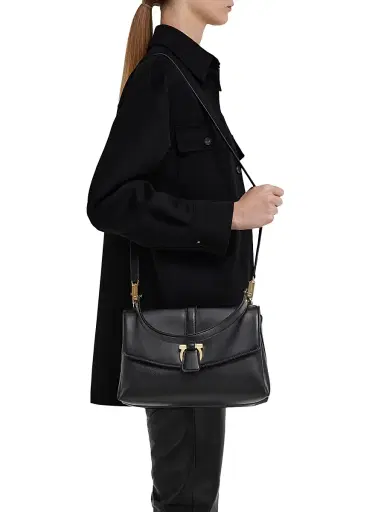 FERRAGAMO Women's Gancini-Buckle Leather Top Handle Bag - Nero | Thumbnail 3 FERRAGAMO Women's Gancini-Buckle Leather Top Handle Bag - Nero | Thumbnail 3