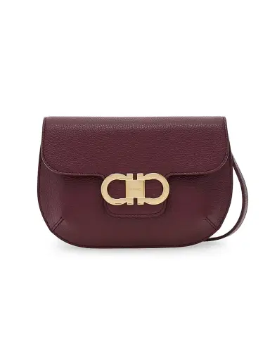 FERRAGAMO Women's Lizzy Gancini Leather Crossbody Bag - New Navy Bark Blue | Thumbnail 1 FERRAGAMO Women's Lizzy Gancini Leather Crossbody Bag - New Navy Bark Blue | Thumbnail 1