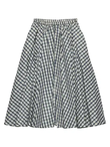 Prada Women's Full Checked Chambray Skirt - Beige Multi | Thumbnail 1 Prada Women's Full Checked Chambray Skirt - Beige Multi | Thumbnail 1