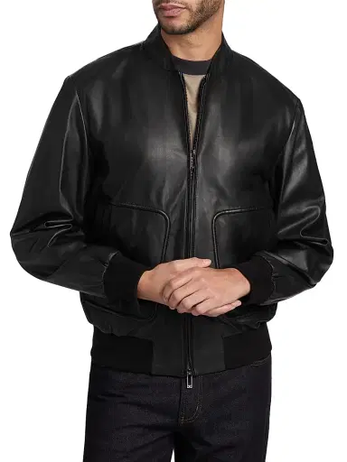 Emporio Armani Men's Leather Oversized Bomber Jacket - Black Beauty | Thumbnail 3 Emporio Armani Men's Leather Oversized Bomber Jacket - Black Beauty | Thumbnail 3
