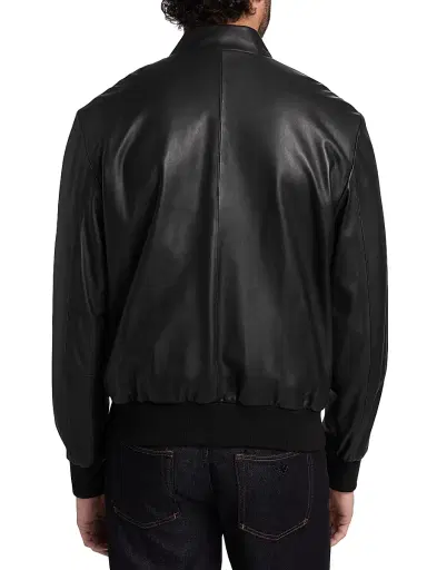 Emporio Armani Men's Leather Oversized Bomber Jacket - Black Beauty | Thumbnail 5 Emporio Armani Men's Leather Oversized Bomber Jacket - Black Beauty | Thumbnail 5