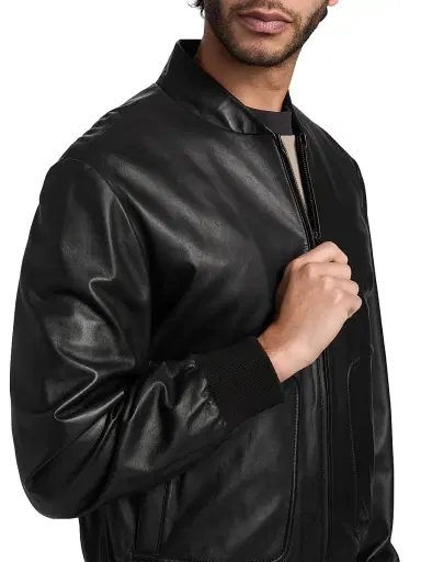 Emporio Armani Men's Leather Oversized Bomber Jacket - Black Beauty | Thumbnail 6 Emporio Armani Men's Leather Oversized Bomber Jacket - Black Beauty | Thumbnail 6